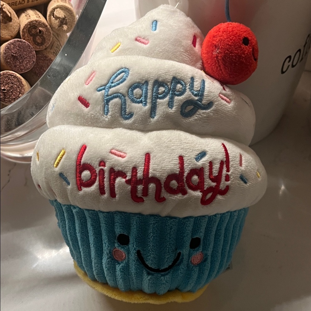 Hallmark Happy Birthday Cupcake Plush - Blue and White